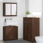 Juego de muebles de baño con cajón con rueda 3 pcs Roble Marrón