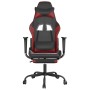 Silla gaming masaje reposapiés cuero sintético negro rojo tinto
