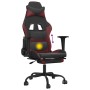Silla gaming masaje reposapiés cuero sintético negro rojo tinto