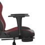 Silla gaming masaje reposapiés cuero sintético negro rojo tinto