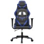 Silla gaming de masaje cuero sintético negro y azul