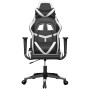 Silla gaming de masaje cuero sintético negro y blanco