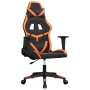 Silla gaming de masaje cuero sintético negro y naranja