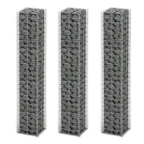 Gabion wall baskets galvanized wire 25x25x150cm 3 units by vidaXL, fence panels - Ref: Foro24-141046, Price: 71,31 €, Discoun...