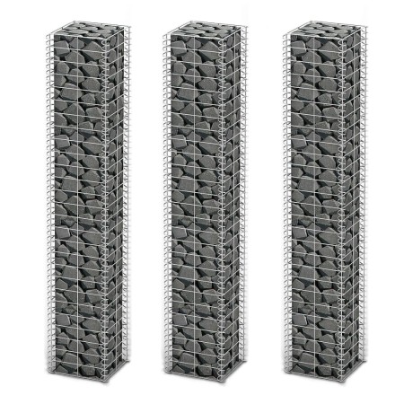 Gabion wall baskets galvanized wire 25x25x150cm 3 units by vidaXL, fence panels - Ref: Foro24-141046, Price: 69,27 €, Discoun...