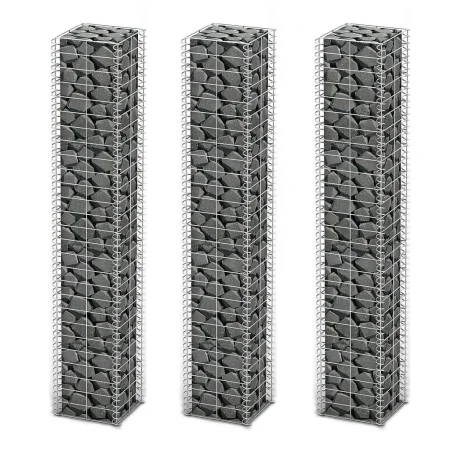 Gabion wall baskets galvanized wire 25x25x150cm 3 units by vidaXL, fence panels - Ref: Foro24-141046, Price: 71,31 €, Discoun...