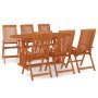 Juego de comedor para jardín 7 pzas madera maciza de eucalipto