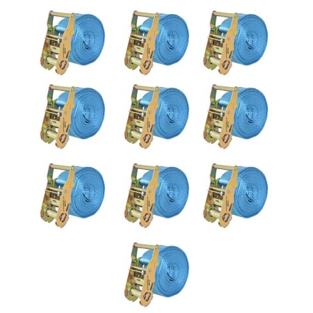 Ratschen-Befestigungsgurte, 10 Stück, 2T, 6 m x 38 mm, blau von vidaXL, Spanngurte - Ref: Foro24-142655, Preis: 80,01 €, Raba...