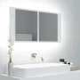Badezimmerspiegelschrank mit LED-Licht aus weißem Acryl 90x12x45 cm von vidaXL, Badezimmerwaschtische - Ref: Foro24-804972, P...