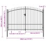 Cancela de valla doble puerta con puntas acero negro 3x2 m