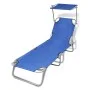 Tumbona plegable con capota acero y tela azul de vidaXL, Tumbonas - Ref: Foro24-41196, Precio: 57,09 €, Descuento: %
