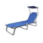 Tumbona plegable con capota acero y tela azul de vidaXL, Tumbonas - Ref: Foro24-41196, Precio: 57,09 €, Descuento: %