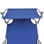 Tumbona plegable con capota acero y tela azul de vidaXL, Tumbonas - Ref: Foro24-41196, Precio: 61,86 €, Descuento: %