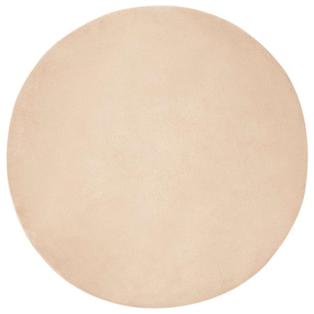 Alfombra de Piel Sintética de Conejo Beige Ø 120 cm Poliéster