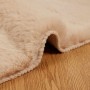 Alfombra de Piel Sintética de Conejo Beige Ø 200 cm Poliéster