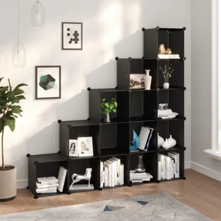 Estantería de cubos con 15 compartimentos negro PP by vidaXL, Shoe racks and shoe organizers - Ref: Foro24-340545, Price: 71,...