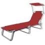 Tumbona plegable con capota acero y tela roja de vidaXL, Tumbonas - Ref: Foro24-41198, Precio: 61,86 €, Descuento: %