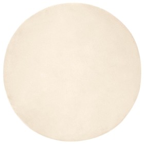 Alfombra de Piel Sintética de Conejo Crema Ø 120 cm Poliéster