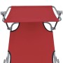 Folding lounger with steel hood and red fabric by vidaXL, Loungers - Ref: Foro24-41198, Price: 61,86 €, Discount: %