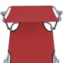 Tumbona plegable con capota acero y tela roja de vidaXL, Tumbonas - Ref: Foro24-41198, Precio: 61,86 €, Descuento: %