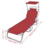 Tumbona plegable con capota acero y tela roja de vidaXL, Tumbonas - Ref: Foro24-41198, Precio: 61,86 €, Descuento: %