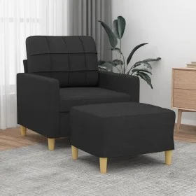 Black fabric armchair with stool 60 cm by vidaXL, Sofas - Ref: Foro24-3200997, Price: 184,19 €, Discount: %