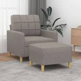 Armchair with stool gray taupe fabric 60 cm by vidaXL, Sofas - Ref: Foro24-3201000, Price: 198,55 €, Discount: %