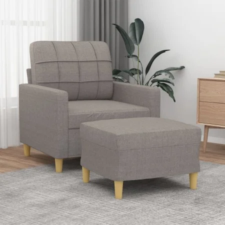 Armchair with stool gray taupe fabric 60 cm by vidaXL, Sofas - Ref: Foro24-3201000, Price: 198,55 €, Discount: %