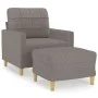 Armchair with stool gray taupe fabric 60 cm by vidaXL, Sofas - Ref: Foro24-3201000, Price: 198,55 €, Discount: %