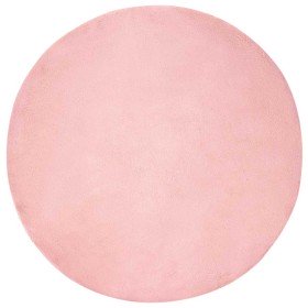 Alfombra de Piel Sintética de Conejo Rosa Ø 200 cm Poliéster