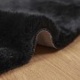 Alfombra de Piel Sintética de Conejo Negro Ø 120 cm Poliéster