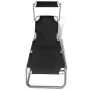 Folding sun lounger with canopy, steel frame and black fabric by vidaXL, Loungers - Ref: Foro24-41197, Price: 60,69 €, Discou...