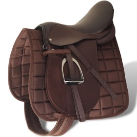 Set aus 17,5" Pferdesattel und braunem Leder 12 cm, 5 in 1 von vidaXL, Rahmen - Ref: Foro24-90647, Preis: 211,28 €, Rabatt: %