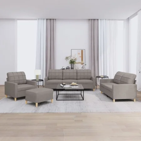 Sofa set with cushions 4 pieces taupe gray fabric by vidaXL, Sofas - Ref: Foro24-3201257, Price: 641,38 €, Discount: %