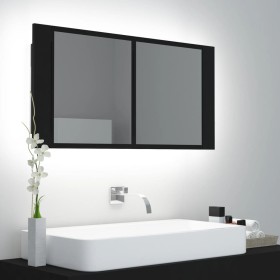 Bathroom mirror cabinet with LED light black acrylic 90x12x45 cm by vidaXL, bathroom vanities - Ref: Foro24-804973, Price: 69...