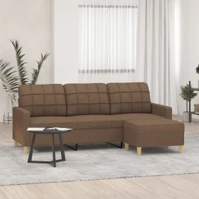 3-seater sofa with brown fabric stool 180 cm by vidaXL, Sofas - Ref: Foro24-3201004, Price: 306,26 €, Discount: %
