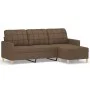3-seater sofa with brown fabric stool 180 cm by vidaXL, Sofas - Ref: Foro24-3201004, Price: 306,26 €, Discount: %