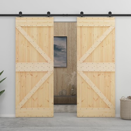 Schiebetür mit Beschlägen aus massivem Kiefernholz, 80 x 210 cm von vidaXL, Türen - Ref: Foro24-3057584, Preis: 403,50 €, Rab...