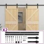 Schiebetür mit Beschlägen aus massivem Kiefernholz, 80 x 210 cm von vidaXL, Türen - Ref: Foro24-3057586, Preis: 376,83 €, Rab...
