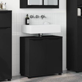 Armario para lavabo de baño con estante Negro 60 x 30 x 60 cm en Tocadores de baño | Comprar online en Foro24
