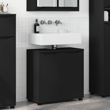 Armario para lavabo de baño con estante Negro 60 x 30 x 60 cm