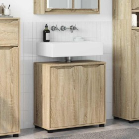 Armario para lavabo de baño Manual Roble Sonoma 60 x 30 x 60 cm en Tocadores de baño | Comprar online en Foro24
