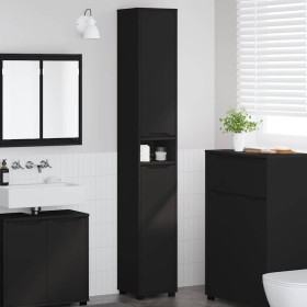 Gabinete de Baño Negro 30,5 x 30 x 195 cm Madera contrachapada