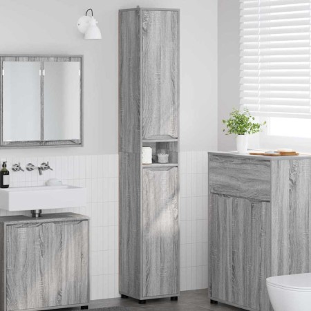 Gabinete de Baño con estante Gris Sonoma 30,5 x 30 x 195 cm