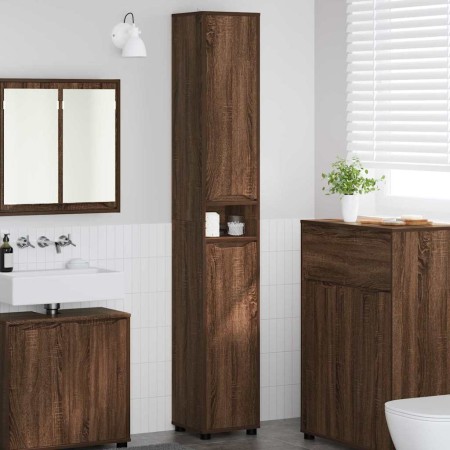 Gabinete de Baño con estante Roble Marrón 30,5 x 30 x 195 cm