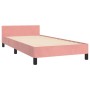 Estructura de cama con cabecero de terciopelo rosa 90x200 cm