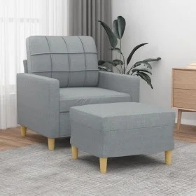 Armchair with stool light gray fabric 60 cm by vidaXL, Sofas - Ref: Foro24-3200993, Price: 190,78 €, Discount: %