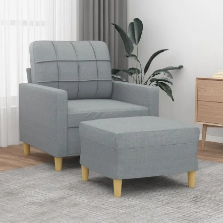 Sessel mit Hocker hellgrauer Stoff 60 cm von vidaXL, Sofas - Ref: Foro24-3200993, Preis: 190,78 €, Rabatt: %