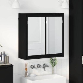 Armario con espejo de baño con estante Negro 60 x 20 x 60 cm en Tocadores de baño | Comprar online en Foro24