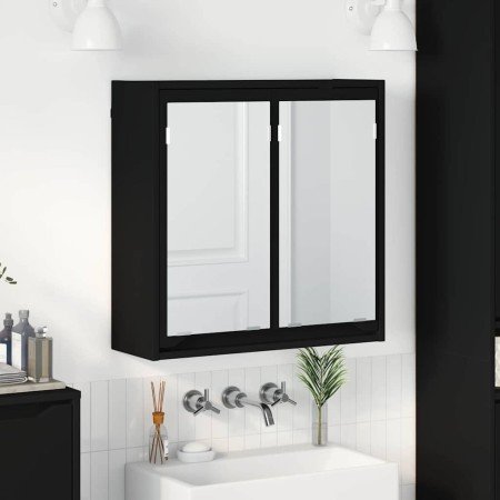 Armario con espejo de baño con estante Negro 60 x 20 x 60 cm en Tocadores de baño | Comprar online en Foro24